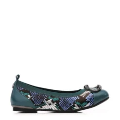 Step In Trendy Style 34 Fairy Teal Snake Print Leather